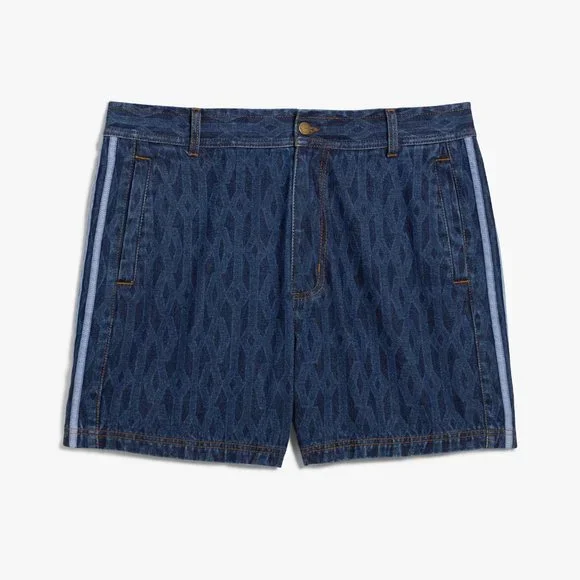 Adidas Women's Ivy Park Dark Blue Ivy Monogram Denim Shorts H61702 - Picture 6 of 7